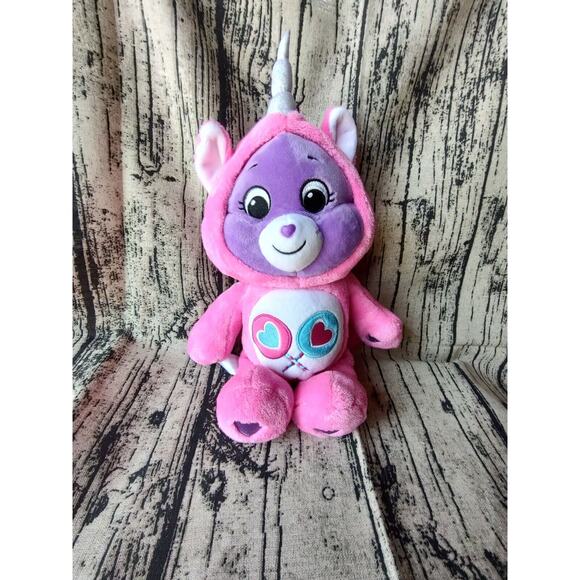 Care Bear Share bear hoodie unicorn buddy plush - Picture 2 of 9